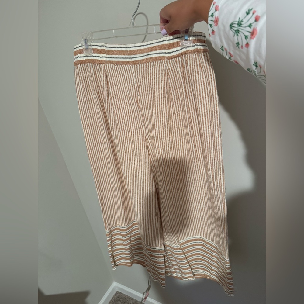 FP Beige and White Striped Trousers